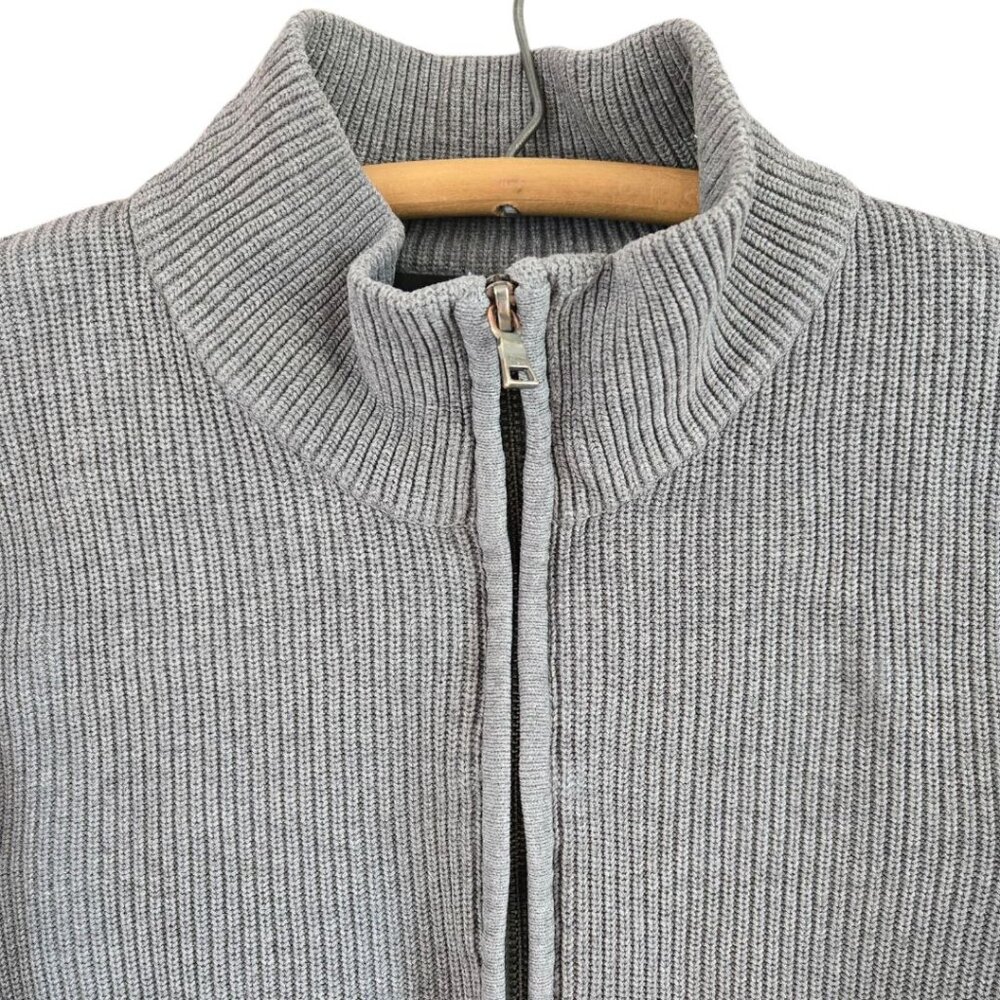 Calvin Klein XL Gray 100% Cotton Half-Zip Ribbed Sweater Mock Turtleneck - Picture 4 of 9